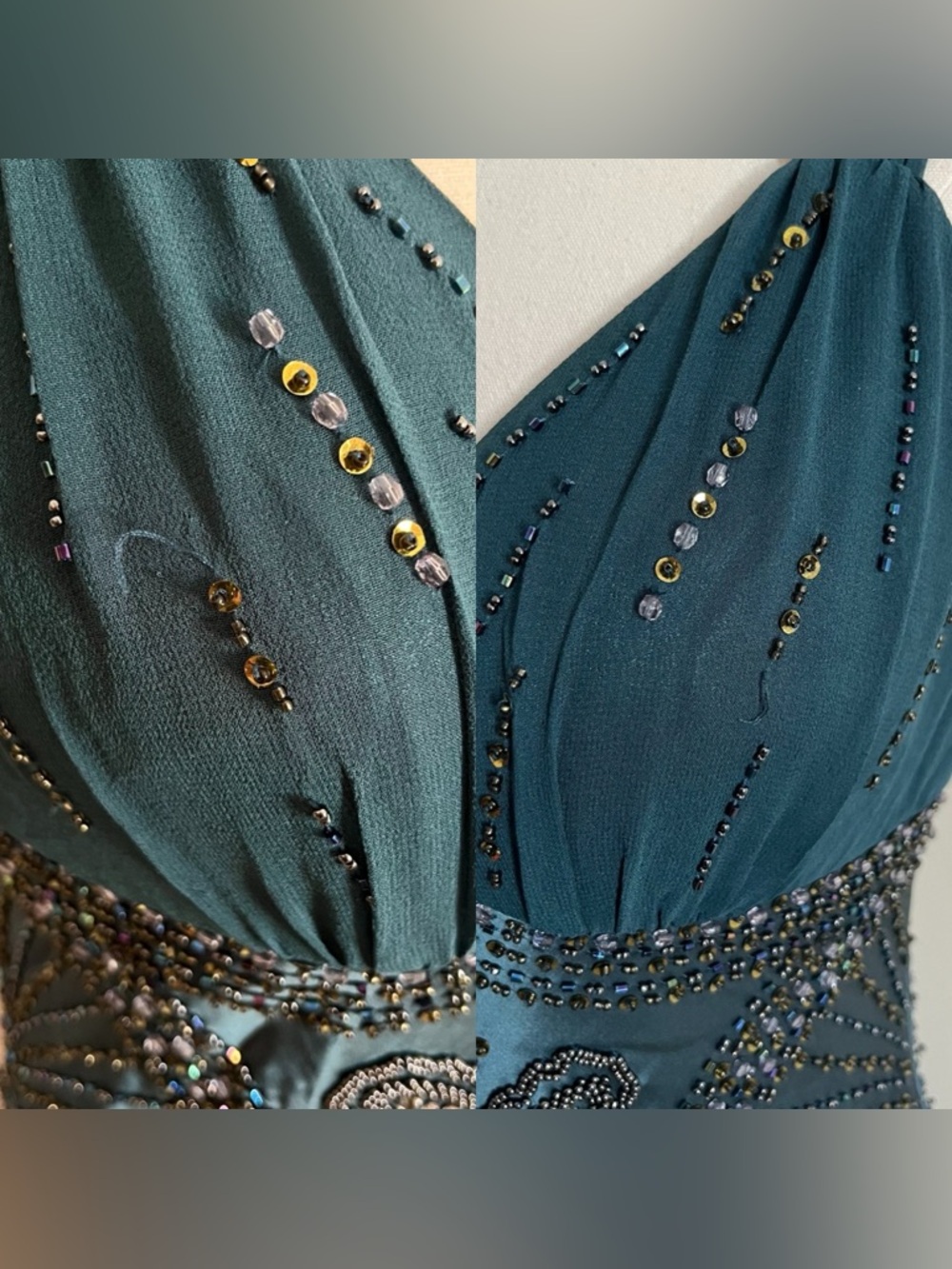 Sue Wong teal silk dress - Picture 6 of 7